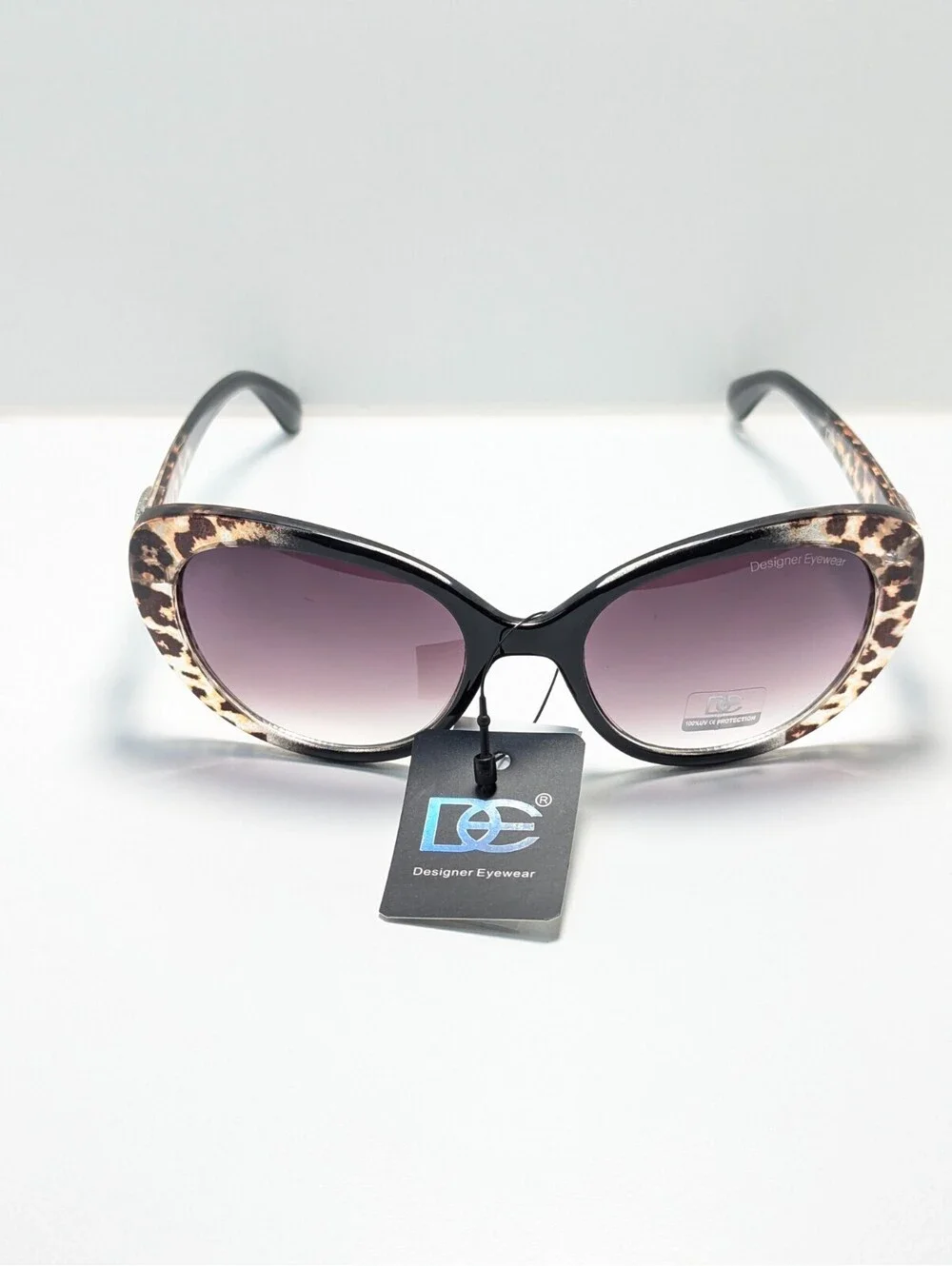 Design Eyewear 737 Purple Gradient UV Leopard Print Cat Eye Women's Sunglasses
